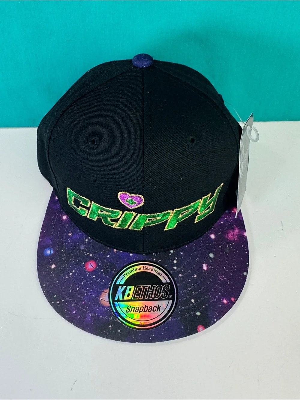KBETHOS Black Snapback Hat with Purple Galaxy Brim
